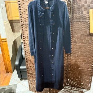 Elegant Navy Blue Button-Up Dress